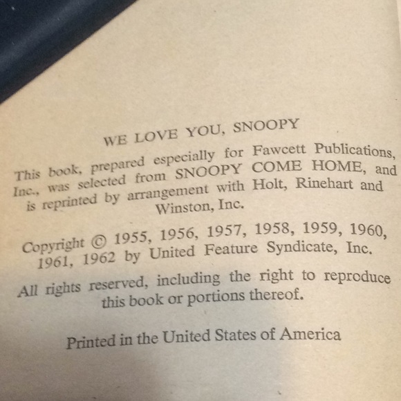 Vtg We Love You Snoopy Charles Schultz Paperback - Picture 4 of 5